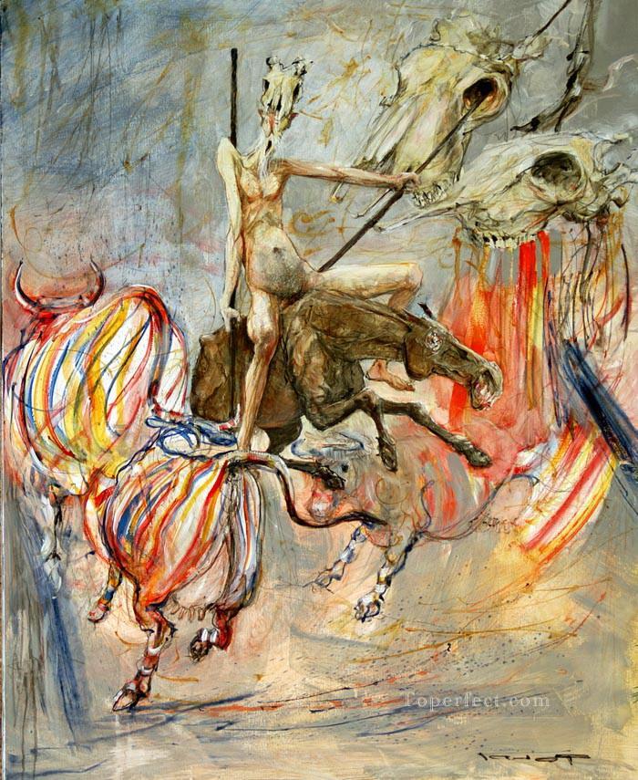 Don Quichotte et le Sortilege des Vaches a rayures MP Modern Oil Paintings